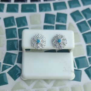 Elegant Silver and Blue Snowflake Earrings